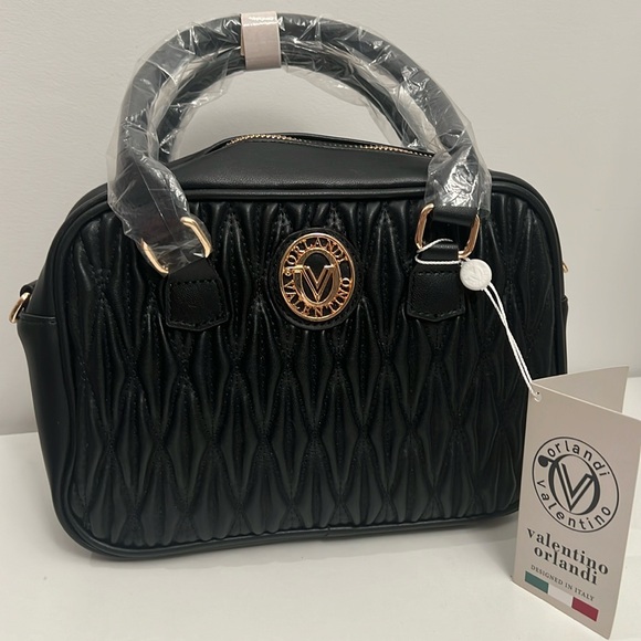 Valentino Orlandi Black Handbag Crossbody Shoulder Bag 10”x7”x3 NWT - Picture 1 of 4